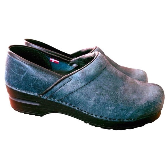 Sanita Shoes - Sanita Blue Leather Clogs EU 39 US 7.5 8 Nurse Work Comfort Shoes